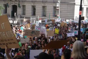 Young children march in the Youth Climate March
